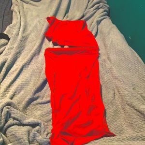 2piece skirts set mini crop top